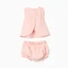 Sleeveless blouse + bloomers B&S for newborn girls, light pink