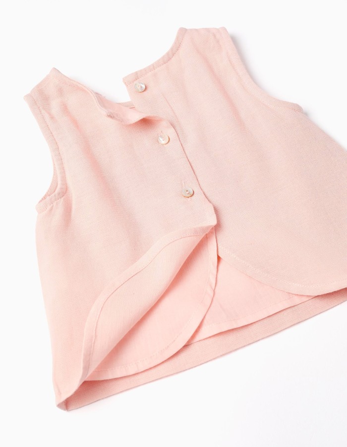 Sleeveless blouse + bloomers B&S for newborn girls, light pink