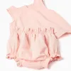 Sleeveless blouse + bloomers B&S for newborn girls, light pink