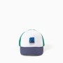 Cotton cap with Creativity print for babies and boys, white/blue/green