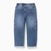 Straight fit denim trousers with cargo pockets for boys, blue