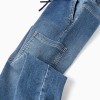 Straight fit denim trousers with cargo pockets for boys, blue
