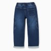 Straight fit denim trousers with cargo pockets for boys, dark blue