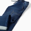 Straight fit denim trousers with cargo pockets for boys, dark blue