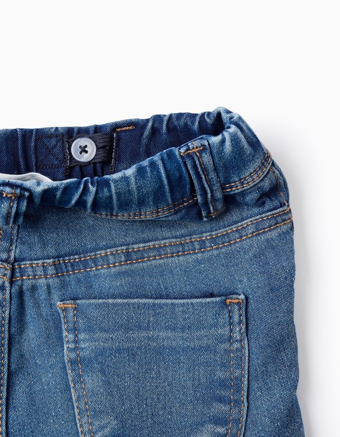 Denim Jeggings with Adjustable Waist for Girls, Blue