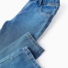 Denim Jeggings with Adjustable Waist for Girls, Blue