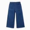 Wide leg denim trousers for girls, blue