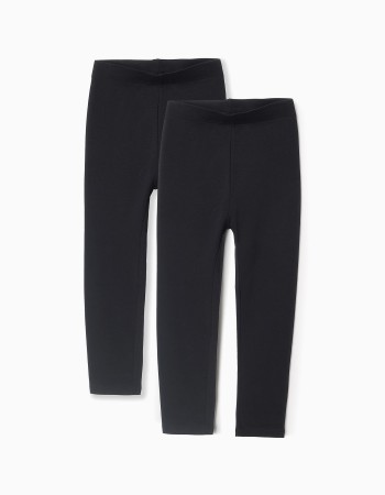 Pack of 2 Leggings for Girls, Black