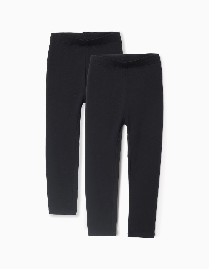 Pack of 2 Leggings for Girls, Black