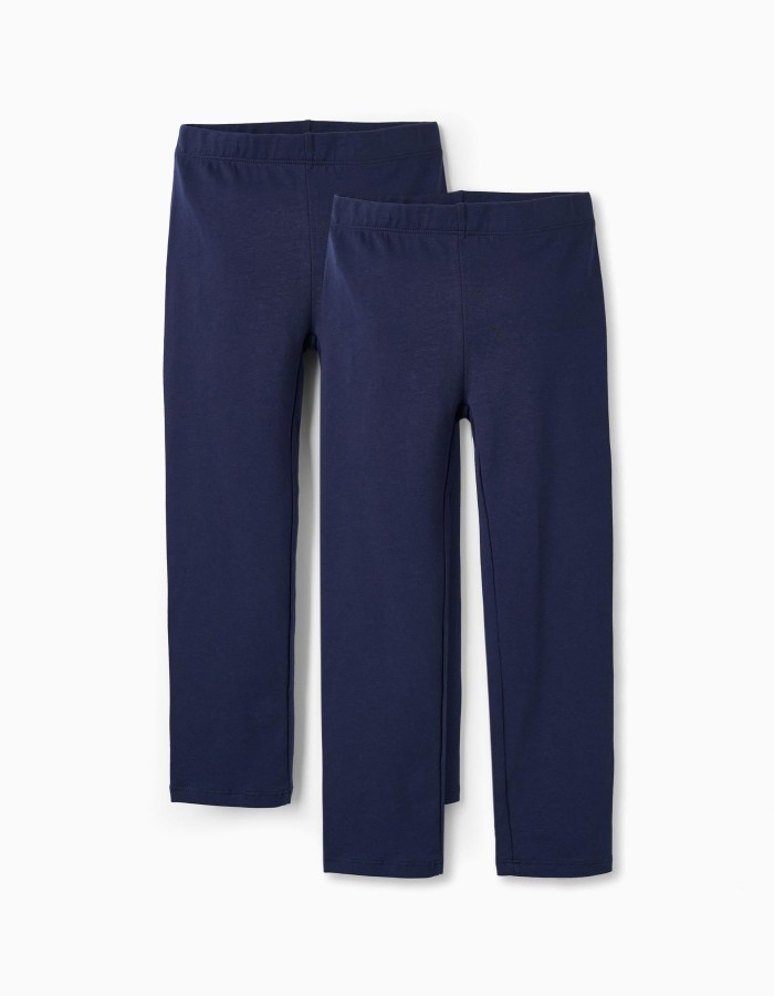 Pack of 2 Pairs of Leggings for Girls, Dark Blue