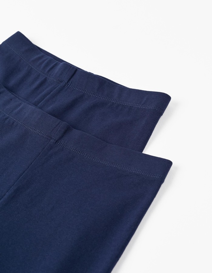 Pack of 2 Pairs of Leggings for Girls, Dark Blue