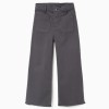 Wide leg twill trousers with patch pockets B&S for girls, grey