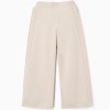 Wide leg knitted trousers B&S for girls, light beige