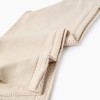 Wide leg knitted trousers B&S for girls, light beige