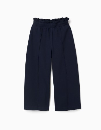 Roma knit wide leg trousers for girls, dark blue