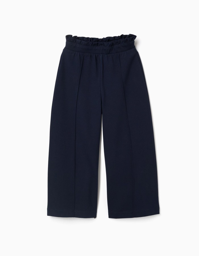 Roma knit wide leg trousers for girls, dark blue