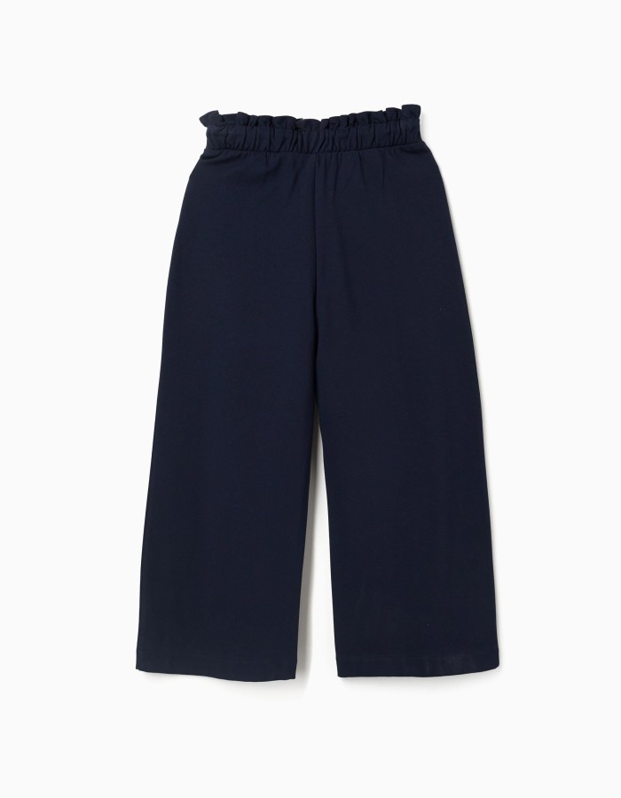Roma knit wide leg trousers for girls, dark blue