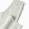 Wide leg cotton trousers with stripes for girls, light green/white