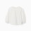 Long sleeve poplin blouse with front pleats for girls, white
