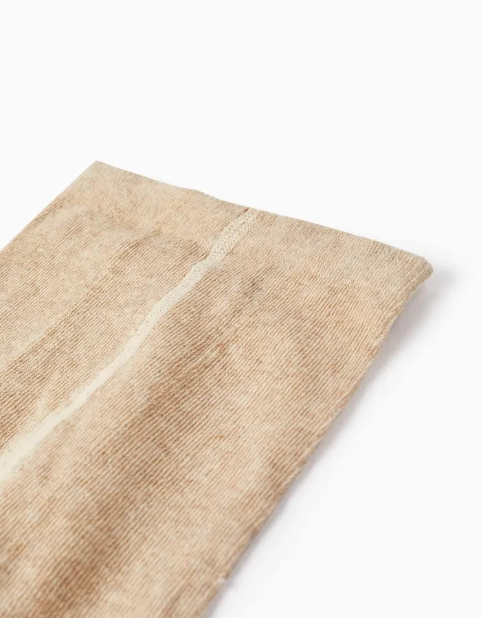 Stretch Cotton Tights for Girls, Beige