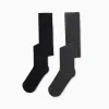 Pack of 2 Tights for Girls, Black/Grey