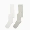 Pack of 2 Plain/Ribbed Tights for Girls, White/Grey