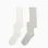 Pack of 2 Plain/Ribbed Tights for Girls, White/Grey