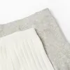 Pack of 2 Plain/Ribbed Tights for Girls, White/Grey