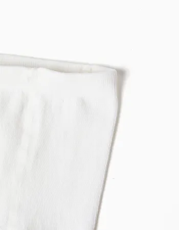 Plain knitted tights with anti-pilling for girls, white