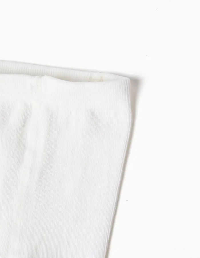 Plain knitted tights with anti-pilling for girls, white