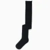 Anti-pilling ribbed knitted tights for girls, black