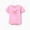 Cotton T-shirt with embossed floral print for girls, pink