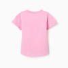 Cotton T-shirt with embossed floral print for girls, pink