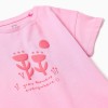 Cotton T-shirt with embossed floral print for girls, pink