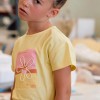 Cotton T-shirt with 3D floral print for girls, yellow/pink/orange