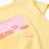 Cotton T-shirt with 3D floral print for girls, yellow/pink/orange