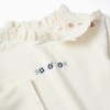 Long sleeve cotton T-shirt with embroidered flowers for girls, white