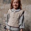 Knitted vest with crochet and ruffles B&S for girls, beige