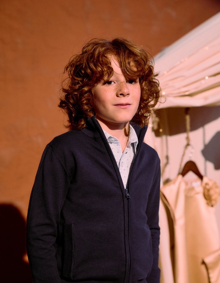 Cardigan with Zipper for Boys, Dark Blue