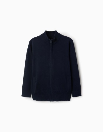 Cardigan with Zipper for Boys, Dark Blue