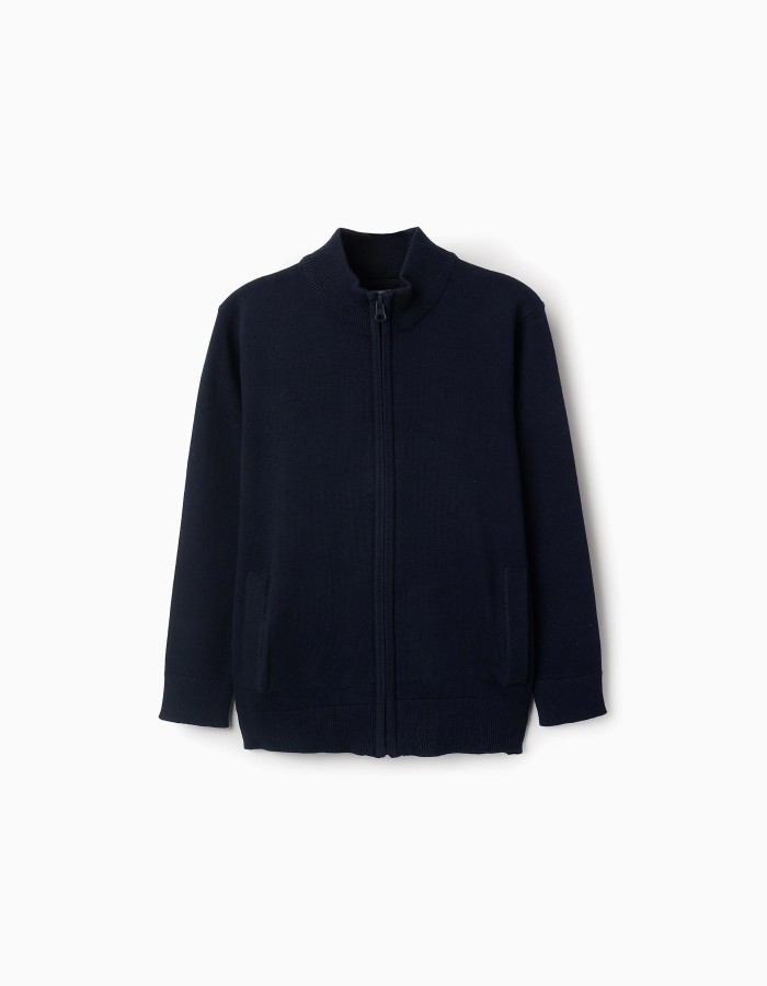 Cardigan with Zipper for Boys, Dark Blue