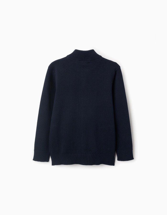 Cardigan with Zipper for Boys, Dark Blue