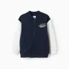 Bomber jacket with chest print for boys, dark blue/white
