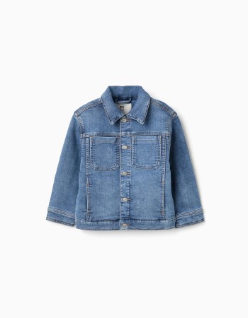 Denim jacket with four pockets for boys, blue