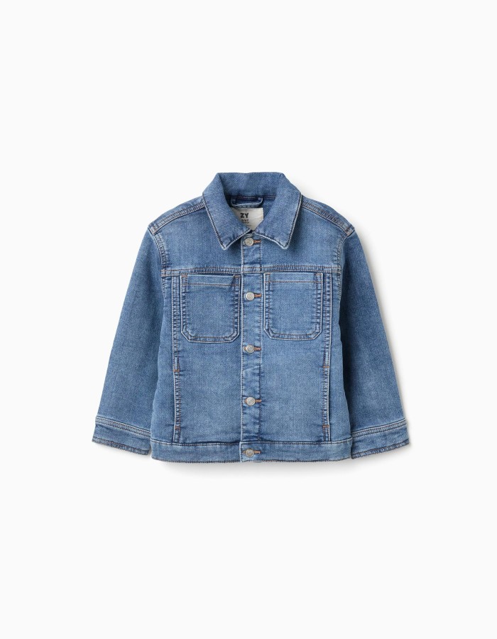 Denim jacket with four pockets for boys, blue