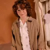 Cotton twill jacket with pockets for boys, dark beige
