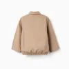 Cotton twill jacket with pockets for boys, dark beige