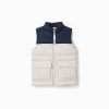 Padded vest with flap pockets for boys, dark blue/beige