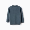 Knitted jumper with polo collar for boys, dark blue