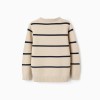 Cotton knit jumper with stripes for boys, beige/dark blue